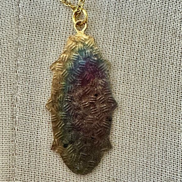 Vintage Cloisonné Enamel Ladybug Pendant Necklace - Picture 3 of 11